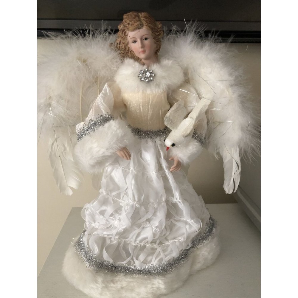 Vintage White Feather Angel Dove Marabou Christmas
